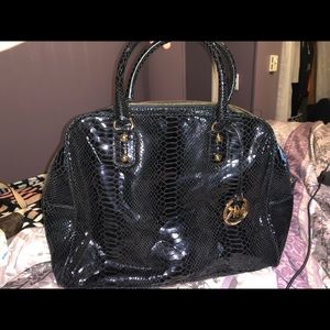Genuine Leather Black Snakeskin MK bag